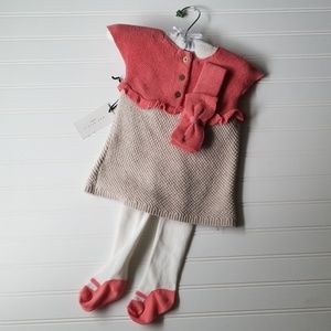 Max Studio Baby Knitted Dress Matching Set- 3-6M